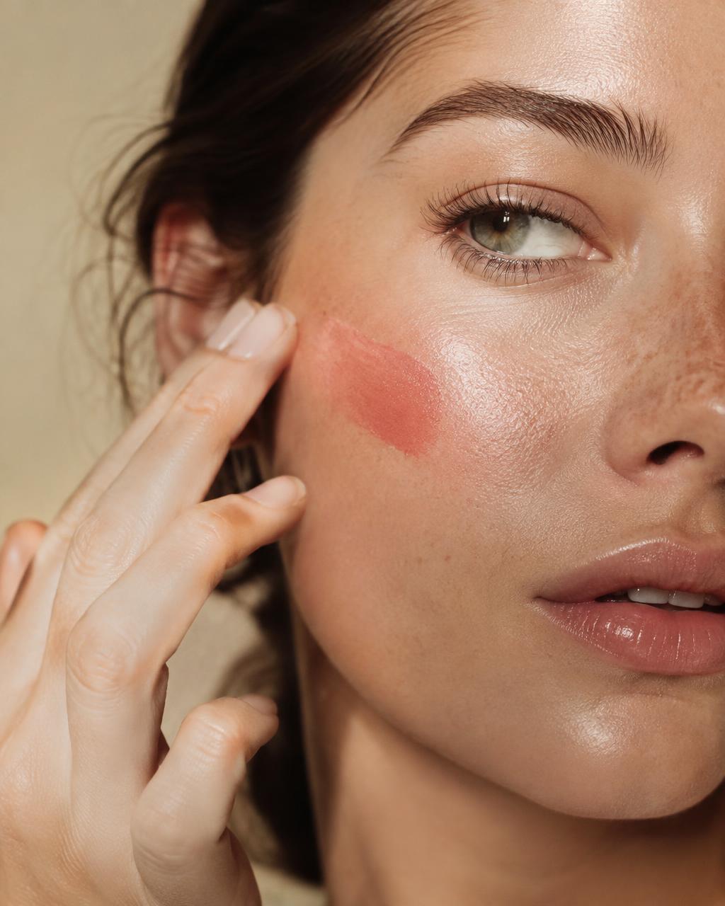 Applicazione di fard in crema sulla pelle